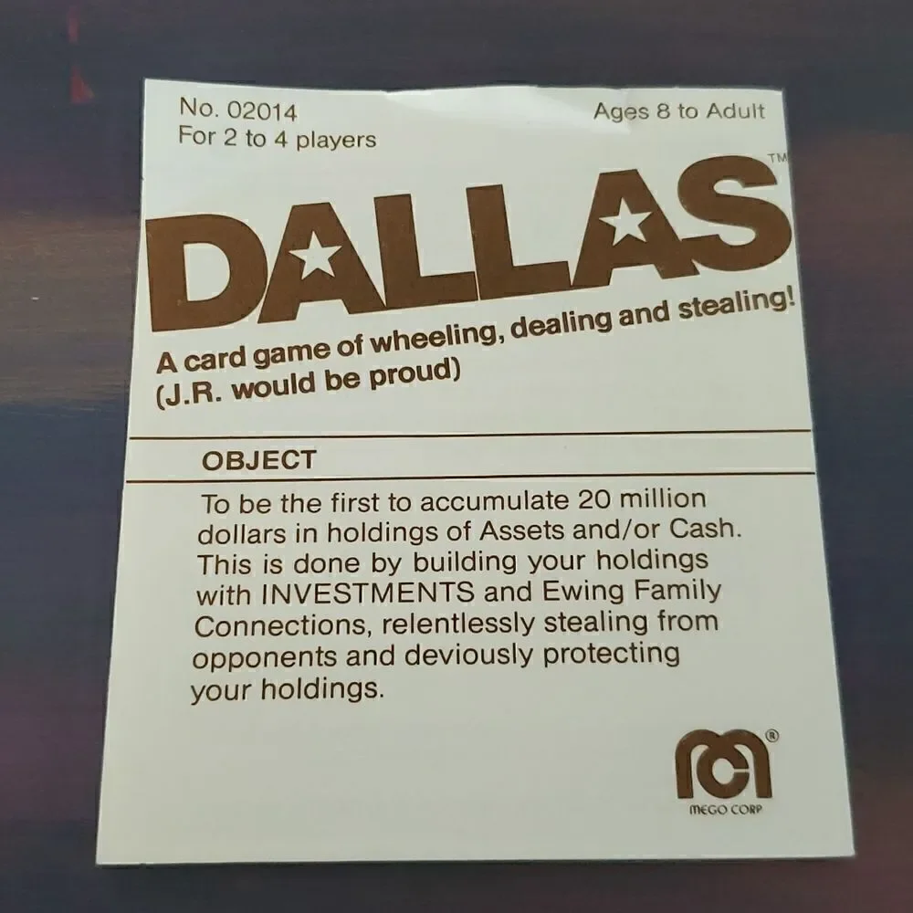 Vintage 1980 DALLAS Card Game - J R Ewing